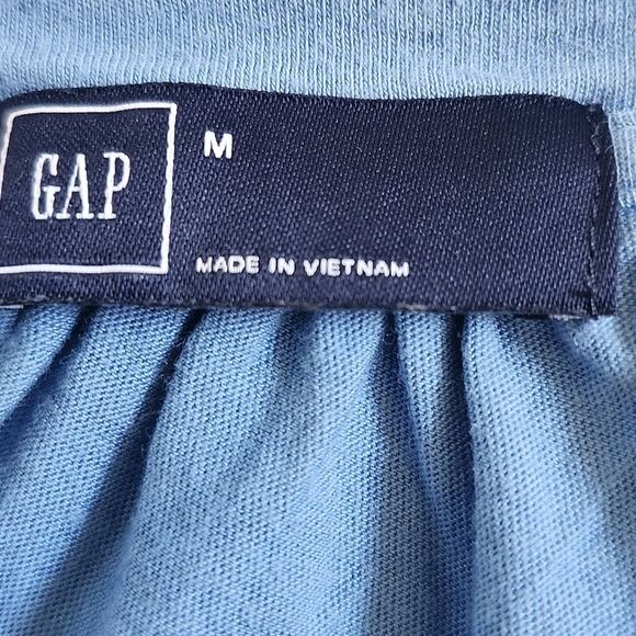 GAP Soft V-neck Long Sleeved Tee T-shirt In "Bright Blue", Medium - Picture 4 of 6